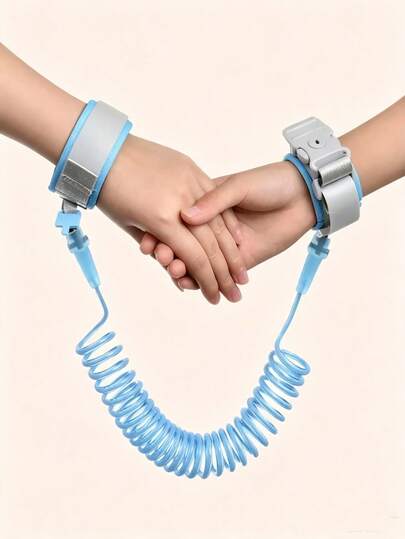1Pc Anti Lost Wrist Link With Safety Lock, 1.5m Retractable Spring Anti Separation Wrist Strap, Breathable Soft Cotton Adjustable Wristband Walking Hand Rope For Outdoor Travel Mall Crowd Safety Control
