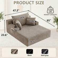 66"Oversized Boneless Sofa Bed With Cup Holder Storage Bag Deep Seat Sleeper Couch Reading Couch For Living Room, Bedroom, Apartment,No Assembly Required - Brown-65 Inch - View 8