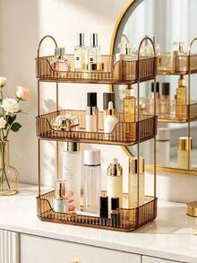 1 buah Rak Penyimpanan Kamar Mandi Bertingkat, Organizer Kosmetik Plastik Gaya Nordik, Rak Kamar Tidur Mewah, Tempat Parfum dan Makeup Meja Rias, Finishing Emas Elegan - MultiWarna - View 14