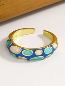 6pcs/1pc Elegant Vintage Colorful Oil Drop Pattern Enamel Ring Set, Personalized Fashion Fairy Style Women's Open Ring Jewelry Set, Suitable For Daily Wear, Party, Vacation, Casual, Date, Holiday, Gift For Friends, Family, Couples - Multicolor - View 14
