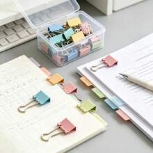 48個彩色文件夾夾（盒裝），適用於辦公用品，多種顏色、多種尺寸，回形針，創意帳簿夾，適用於家庭、學校和辦公室，是返校、萬聖節、感恩節、聖誕節和新年等節日的最佳禮物。 - 純色 - 查看 5