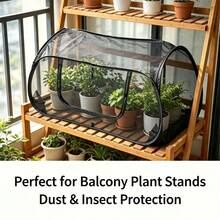 2pcs Garden Plant Protection Net Tent (Black & Green), Portable Pop-Up Cover With 8 Ground Stakes, Breathable Insect-Proof Mesh, Suitable For Vegetables - 2PCS (1 Black + 1 Green) - View 4