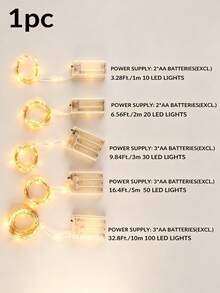 1pc 2/3/10m Plastic Copper Wire Fairy String Lights (Battery Not Included), Expandable Decorative Lights For Home, Garden, Party, Christmas Tree, Wedding, Bedroom, New Year, Room Decor, Autumn, Halloween And Christmas Home Decoration - Multicolor - View 7