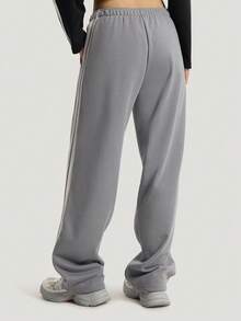 Adidas Women's DCE KN PNT Knit Contrast Color Striped Sports Pants KX8908 - Light Grey - View 3