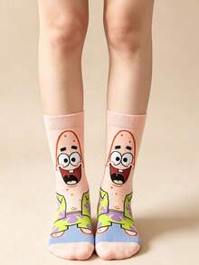 SpongeBob SquarePants 5 Pairs Random Women's Funny Cartoon Socks, Versatile Mid-Calf Couple Socks With And Mr. Krabs Patterns - Multicolor - View 5