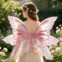 Glitter Fairy Wings Complete Set, Butterfly Wings Elf Ears Flower Crown Magic Wand Cosplay Halloween Accessories - Multicolor - View 5