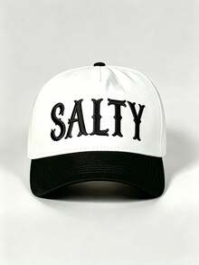 1pc SALTY Letter Embroidered Baseball Cap, Leopard Print Brim Contrast Color Adjustable Casual Sun Hat, Unisex Outdoor Street Style - Multiple Styles - View 13