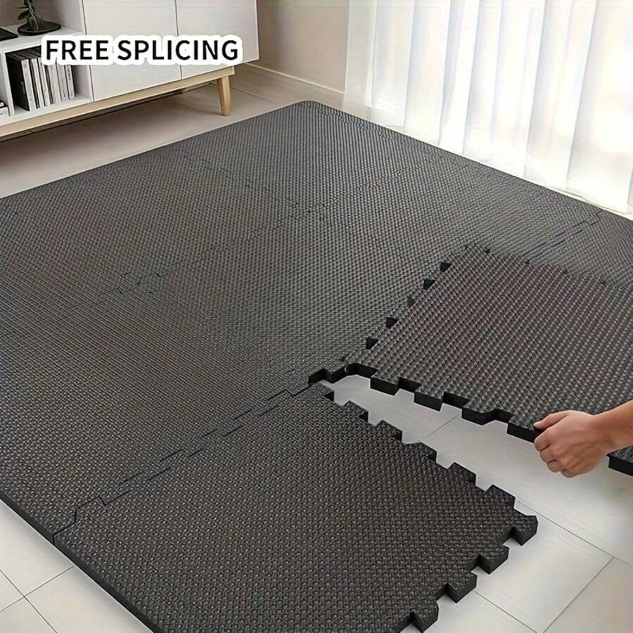[20pcs Soft EVA Fitness Mats] 20pcs Black EVA Interlocking Fitness Mats - Soft, Non-Slip, Waterproof, Suitable For Home Gym, Training And Body Shaping - Multicolor - View 1