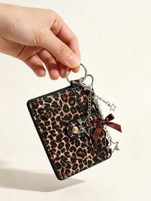 Women's Fashion Leopard Print Cute Mini Cardholder Compact Coin Purse With Removable Key Ring Zipper Wallet Slots For Women - Multicolor - View 7