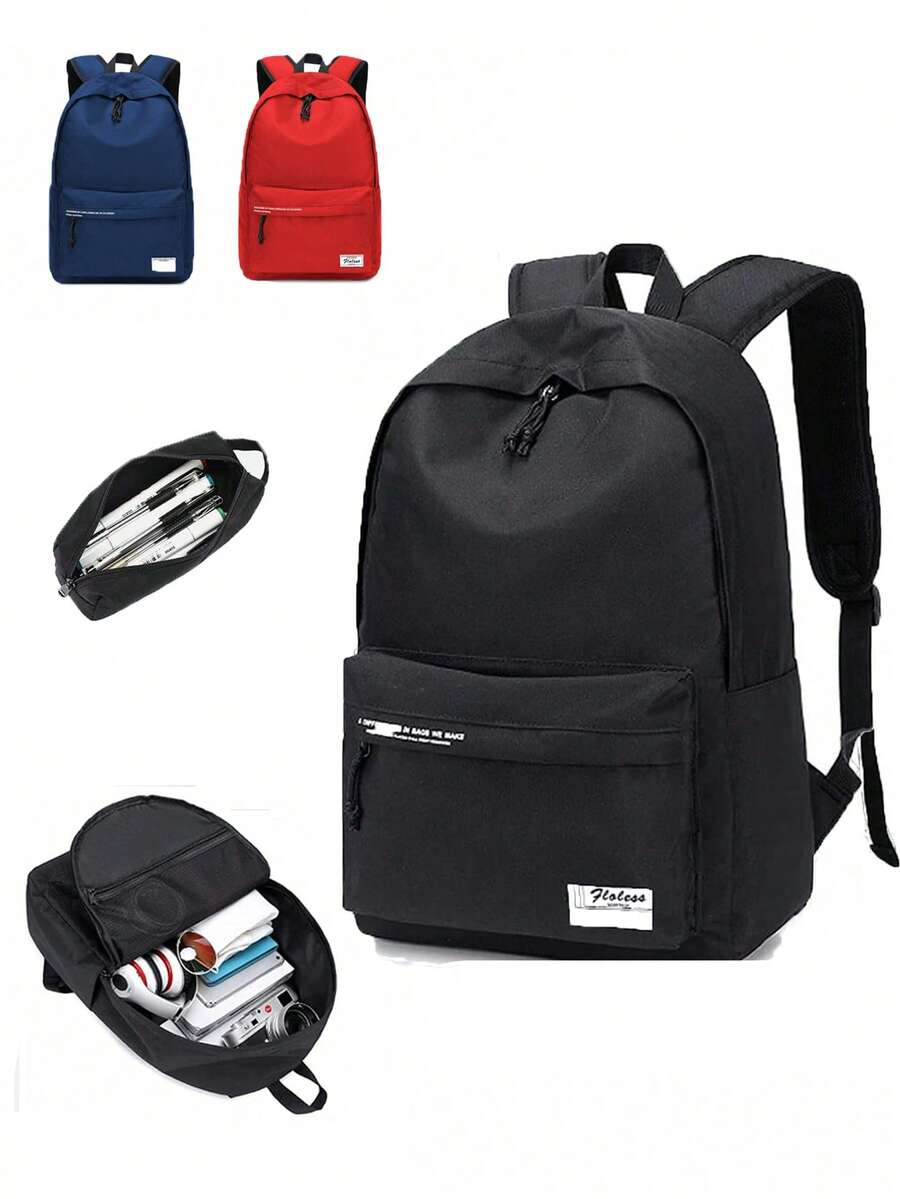 Minimalist Solid Color All-Match Backpack, Ins Style Student School Bag, Large Capacity Waterproof Wear-Resistant Laptop Backpack, Lightweight Pressure-Reducing Commuter Backpack, Japanese Style Versatile Casual Backpack, Middle School High School College Student School Bag, Daily Travel Short Trip Bag, Multi-Pocket Storage Backpack, Unisex Versatile Campus Travel Backpack - Multicolor - View 1