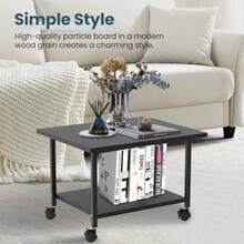 SwaaVee Soporte para impresora, soporte para impresora de 2 niveles debajo del computadora, carrito para impresora con ruedas para el hogar, oficina, estante de almacenamiento resistente, negro - Multicolor - Ver 7