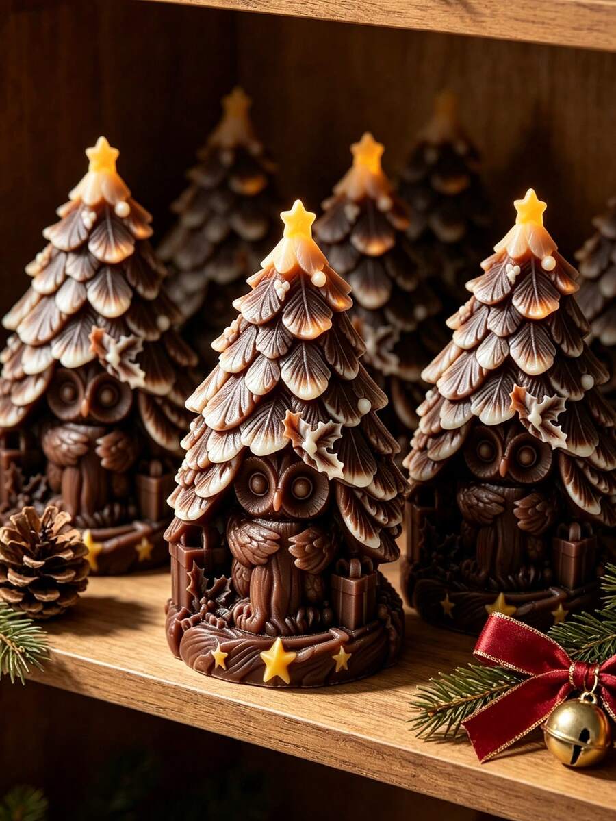 Christmas Tree Owl 3D Silicone Mold, Suitable For Pouring Aromatherapy Candles, Plaster, Handmade Soap, Resin And Other Materials, Perfect For DIY Handmade Crafts - Owl Christmas Tree - View 1