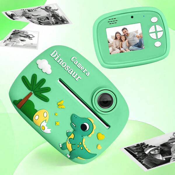 Instant Camera For Kids Portable Children Camera 1300 Milliampere Rechargeable Battery HD 1080P Video 48 Million Pixel Front And Rear Cameras One Click Print Photo Travel Recording Beautiful Childhood Perfect Christmas Thanksgiving Birthday Gift