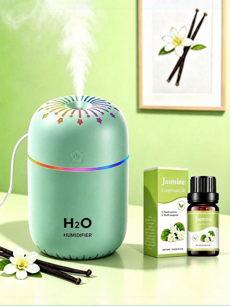 Silent Aromatherapy Diffuser + 10ml Essential Oil, USB Powered Humidifier With LED Mood Light, Long-Lasting Operation - Suitable For Living Room, Bedroom, Office - Perfect Birthday/Graduation/Valentine's Day, New Year Or Christmas Gift