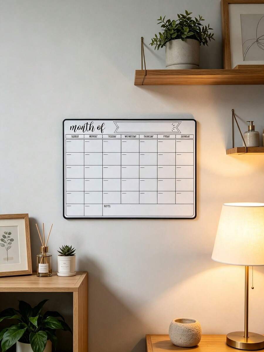 1pc Erasable Magnetic Refrigerator Calendar Whiteboard, Suitable For Monthly Planner, Kitchen Chore List, To-Do List, School Supplies, Back To School, No Residue, White Surface, Easy To Clean, Reusable - one-size - View 1