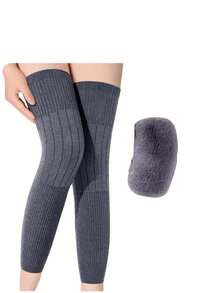 2/1 Pair 43cm Winter Thickened Long Plush Warm Knee Pads, Cold Protection Leg Joint Protection, Men And Women Outdoor Cycling Skiing Daily Use, Birthday Gift - Multicolor - View 4