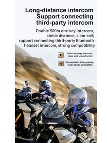Y13 Pro Motorcycle Helmet With Wireless Headphones 500M Intercom Version, Equipped With BT5.4+BT5.4 Dual-Core Bluetooth Chip, RGB Lighting Effects, IP56 Waterproof And Dustproof, Built-In Intercom Indicator, Supports Cross-Brand Intercom, Intercom Distance Up To 500M, Compatible With Half-Face And Full-Face Helmets, Large 1000mAh Battery, Supports Simultaneous Intercom And Music Sharing, Supports AI Voice Assistant - Y13 Pro - View 11