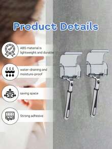 4pcs Shower Wall Razor Holder | Self-Adhesive Hooks | Holds Razor, Loofah, Towel And Toothbrush | Bathroom And Travel Storage - Multicolor - View 5