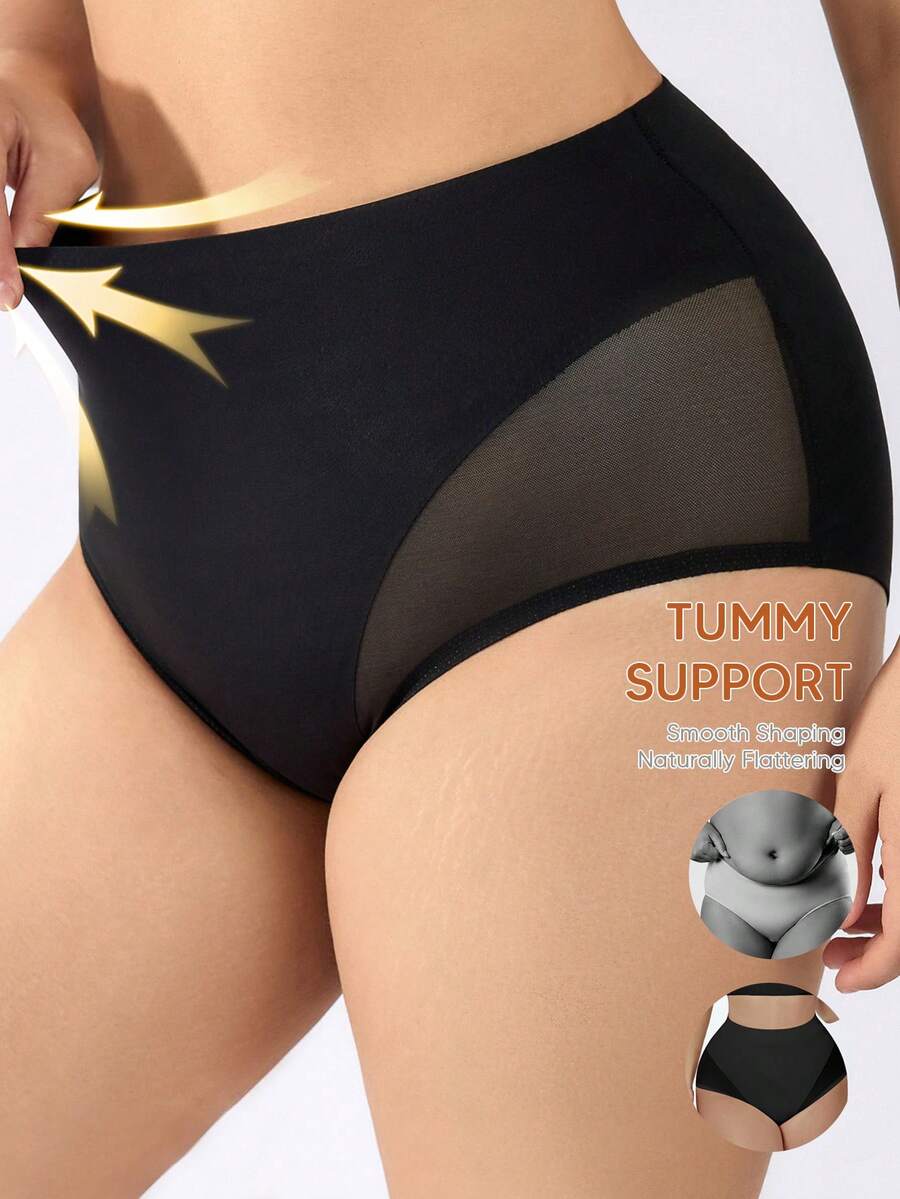 Plus Size Women's High Waist Seamless Shapewear Tummy Control Butt Lifting Slimming Panties - Black - View 1