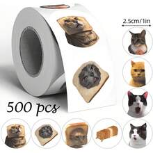 500pcs Funny Internet Meme Cat Expression Graffiti Roll Stickers, 1 Inch Round, 6 Styles To Choose From, Meme Magic Meme Graphics, Perfect For Baking Gift Box Sealing, Souvenir Packaging, Scrapbooking, Children's Reward Stickers, Creative Express Packaging, Market Stall Decoration And More - Multicolor - View 15