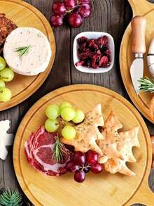 1-2pcs Wooden Dinner Plates, Wooden Trays, Home Pizza Plates, Western Dinner Wooden Plates, Snack Plates, Steak Dinner Plates, Bamboo Pizza Wooden Trays, Sushi Trays, Pizza Baking Plates, Kitchen Supplies - Yellow - View 12