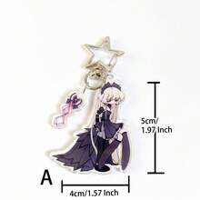 Anime Acrylic Keychain Pendant, Wedding Dress, 2D Black & Pink Angel, Niche - Multicolor - View 6