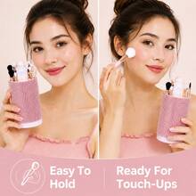 Set Kuas Makeup Lengkap Bertabur Berlian Imitasi, Set Kuas 6-in-1 Kreatif dengan Hiasan Berlian, Kuas Bedak dan Kuas Eyeshadow Ultra Lembut, Alat Makeup, Set Perjalanan Portabel dengan Cermin Terintegrasi - MultiWarna - View 4