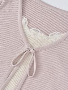 Sweet Lazy 2 In 1 Knit Sweater, New Autumn Korean Design Inner Layer Long Sleeve Top For Women - Pink - View 5