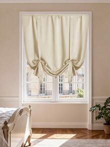 1pc High Blackout Solid Color Curtain With Tie-Up, Privacy Insulation Light Blocking, Adjustable Tie, Rod Pocket Top Design, Suitable For Bedroom, Bathroom, Kitchen, Etc. - Multicolor - View 17