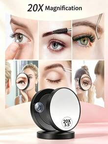 50x Suction Cup Magnifying Makeup Mirror, 3.5 Inch, Black | Portable Magnifying Makeup Mirror, Suitable For Bathroom, Bedroom, Office, Can Be Used For Blackhead Removal, Eyeliner Application, Travel Mirror With Magnification Function, Comes With Tweezers - Multiple Colors - View 8