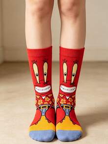 SpongeBob SquarePants 5 Pairs Random Women's Funny Cartoon Socks, Versatile Mid-Calf Couple Socks With And Mr. Krabs Patterns - Multicolor - View 2