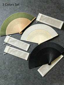 Folding Hand Fan Kung Fu Fan, Bamboo Folding Fan, Suitable For Celebration, Costume Matching, Wedding, Performance, Decoration, Holiday Gift, Home, Office, Party Supplies, Birthday Gift, Graduation Gift, Portable Tool, Summer Essential, Summer Portable - Multicolor - View 3
