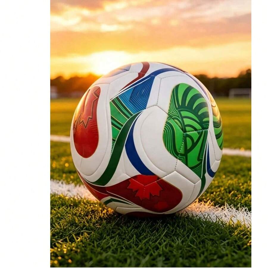كأس العالم 2026 الولايات المتحدة وكندا والمكسيك، كرة قدم عالية الجودة بحجم رسمي 5 من مادة PU بدون درزات متينة للمباريات والتدريب، ألوان جميلة وتصميم نمط أنيق، مناسبة للتدريب الفردي ومباريات الفرق، أسلوب أساسي، مادة PVC، مخيطة آليًا، ملمس ناعم ومريح، للاستخدام الداخلي والخارجي - كرة القدم - مشاهدة 1