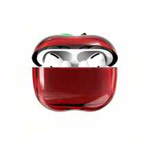 Realistic Transparent Red & Green Apple Design Protective Case Compatible With Apple Pro3/4th Gen/Pro2 Bluetooth Earphones, Cute Cartoon Creative Shell - Transparent Red Apple + Lanyard - View 2