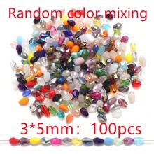 100颗/包 3*5mm 中心孔水滴形玻璃珠，颜色混装，DIY珠宝制作材料，适用于鞋子、衣服、帽子、包包、配饰、头饰、腰链、钥匙扣、手机挂件等。 - 3*5mm中孔水滴 - 查看 21