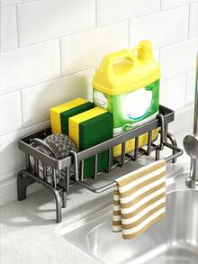 1pc Multifunctional Kitchen Storage Rack, Includes Sink Sponge Drainer, Can Hang And Store Sink Cleaning Cloth, Dish Soap And Countertop Cloth, Suitable For Kitchen And Bathroom, Great Gift For Friends And Family - Multicolor - View 4