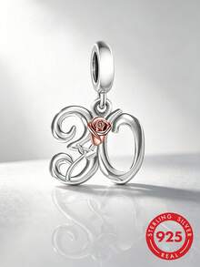 1pc Elegant 925 Sterling Silver Number 30 Pendant, Suitable As Birthday Gift For Men And Women - Silver - View 4