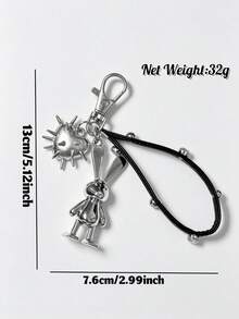 1pc Silver Alloy Rabbit Rivet Heart Bag Charm, Y2K Gothic Punk Style Keychain, Car Key Decoration Backpack Fashion Pendant, Women's Gift - Multicolor - View 7
