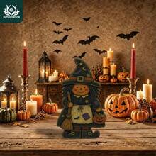2D Flat, 1pc Putuo Decor 1pc Modern Wooden "Trick Or Treat" Sign - Artificial Wood Desktop Decoration, Suitable For Home, Halloween Party, Desktop Decor, With "TRICK OR TREAT" Banner, Great Gift, Year-Round Use Wooden Material, 2D Flat No Electricity Required - A - View 4