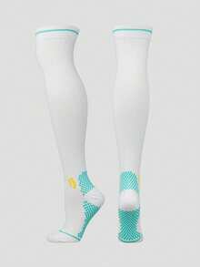4/1 Pair All-Season Professional Sports Marathon Compression Over-The-Knee Thigh-High Socks, Long Tube Fitness Yoga Jump Rope Running Socks With Raised Non-Slip Grip - Multicolor - View 10