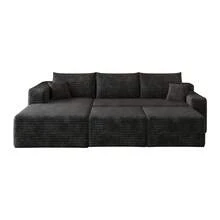 Sofa Black Made Of Fabric For Living Room - 黑色 5 座 - 查看 9