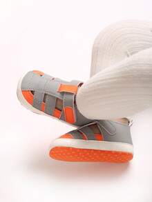 Spring/Summer Unisex Infant Shoes, 0-1 Year Soft Sole Casual Fashion Infant Sandals, Hollow Design Hook & Loop Walking Shoes For Indoor And Outdoor - Grey - View 8