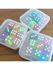 9pcs/Set Bright Polyhedral Game Dice Kit, Multi‑Color Game Dice With Transparent Portable Storage Box, Practical Supplies For Tabletop Party Games And Mathematical Teaching Games,Teacher Supplies,Classroom Must Haves - Dice - View 3