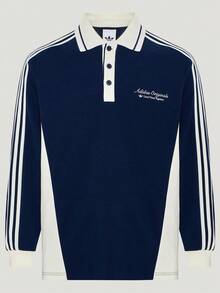 Adidas Originals Men's POLO LSPOLO Knit Collar Long Sleeve Polo Shirt TKW5687 - Navy Blue - View 1