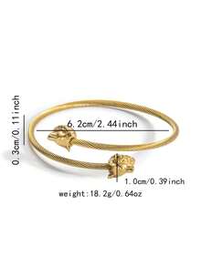 1PC Men Vintage Viking Double Wolf Head Twisted Open Cuff Bangle, Stainless Steel Adjustable Punk Bracelet, Gift For Boyfriend Couple - Szgss040 - View 7