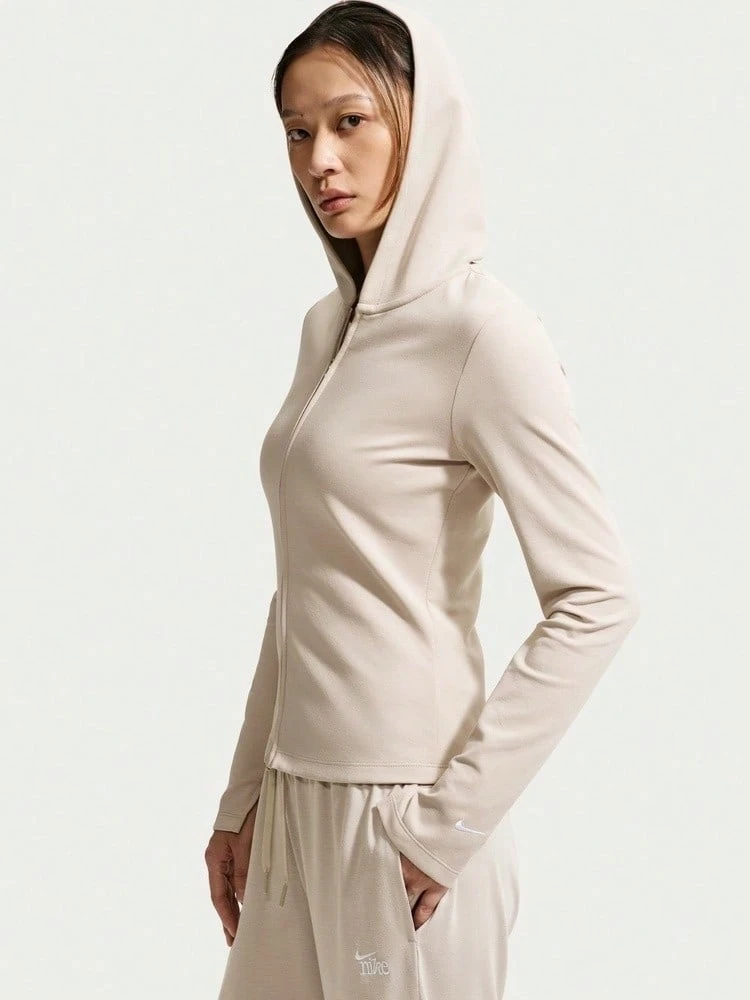Nike 女款 AS W NK CHILL KNIT 長袖拉鍊連帽針織運動衫 IM8380-236 - 棕色 - 查看 1