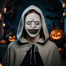 1PC Halloween Exorcist Horror Smile White-Eyed Mask Masquerade Party Carnival Cosplay Injection Molding Mask - Multicolor - View 7