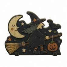 2D Flat, 1pc Putuo Decor 1pc Modern Wooden "Trick Or Treat" Sign - Artificial Wood Desktop Decoration, Suitable For Home, Halloween Party, Desktop Decor, With "TRICK OR TREAT" Banner, Great Gift, Year-Round Use Wooden Material, 2D Flat No Electricity Required - A - View 7