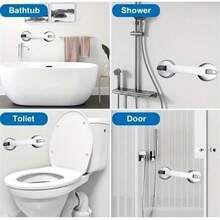 1/2pcs, Shower Handles For Bathtubs And Showers, Suction Grab Bars For Bathrooms,No Drilling Required- Balance Support, Suitable Solely For Tiles, Glass, And Hard Plastic - Grey - View 7
