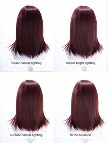 alicegarden 18-Inch Long Synthetic Wig Featuring A Natural Straight Style A Stunning Burgundy. Designed With Bangs , This False Hairpiece Is Perfect For Ms Daily Party Cosplay Use, Offering A Natural And Natural Durable Wig Gift For Ladies. (No Accessories), Halloween - Burgundy - View 10